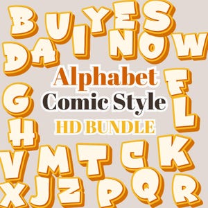 3D Comic Style Alphabet PNG – Cartoon Orange Brown Font for Scrapbooking, Sublimation, T-Shirts, DIY Crafts, Posters, and Digital Designs