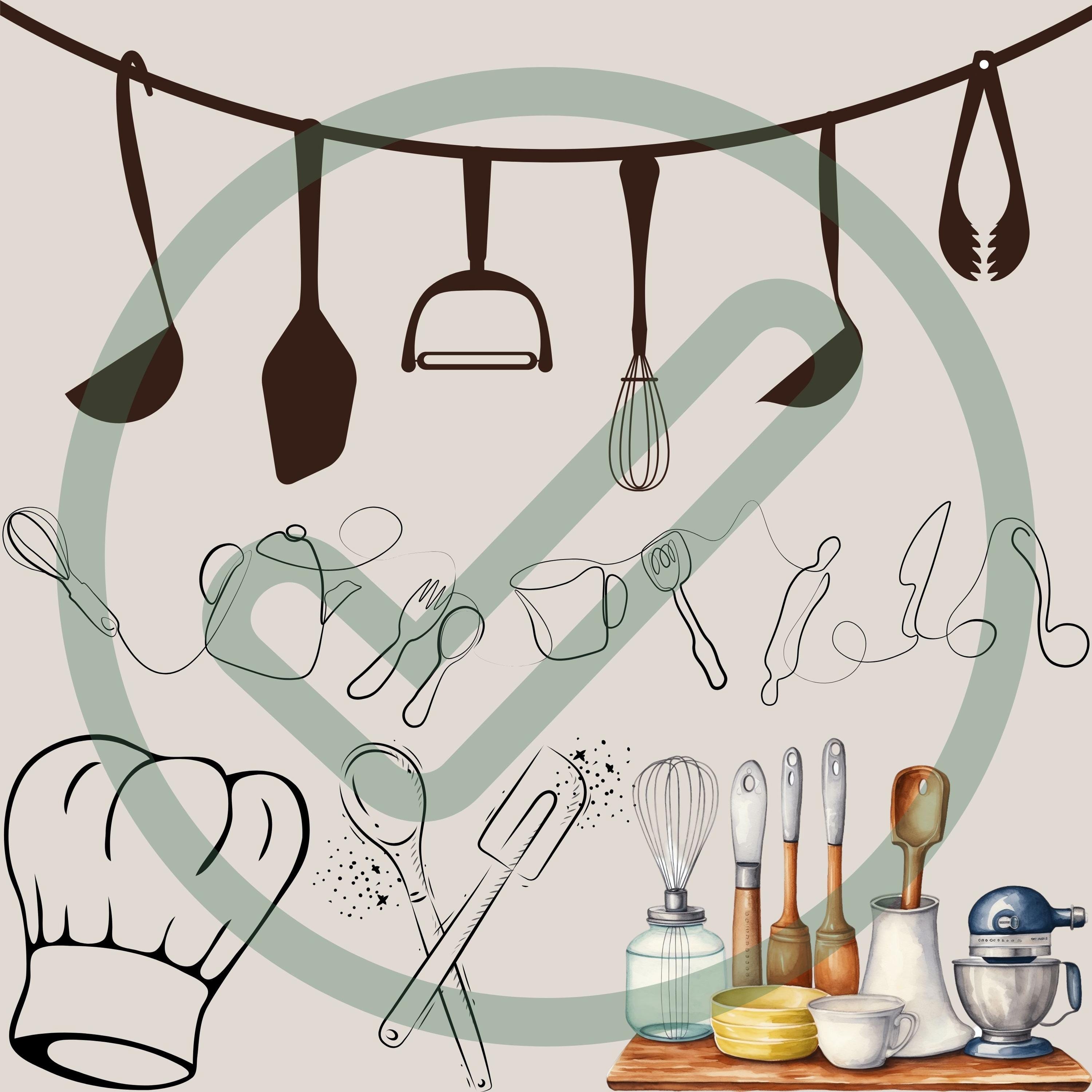 55 PNG Kitchen Clipart Bundle - High-quality Culinary Illustrations for ...