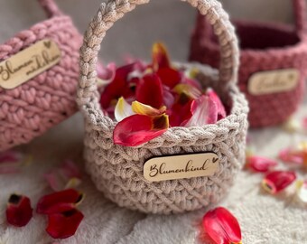 Häkelkörbchen mit Henkel für Blumenmädchen | Blumenkind | Hochzeit | Osterkorb | Handmade | versch. wunderschöne Farben | personalisierbar