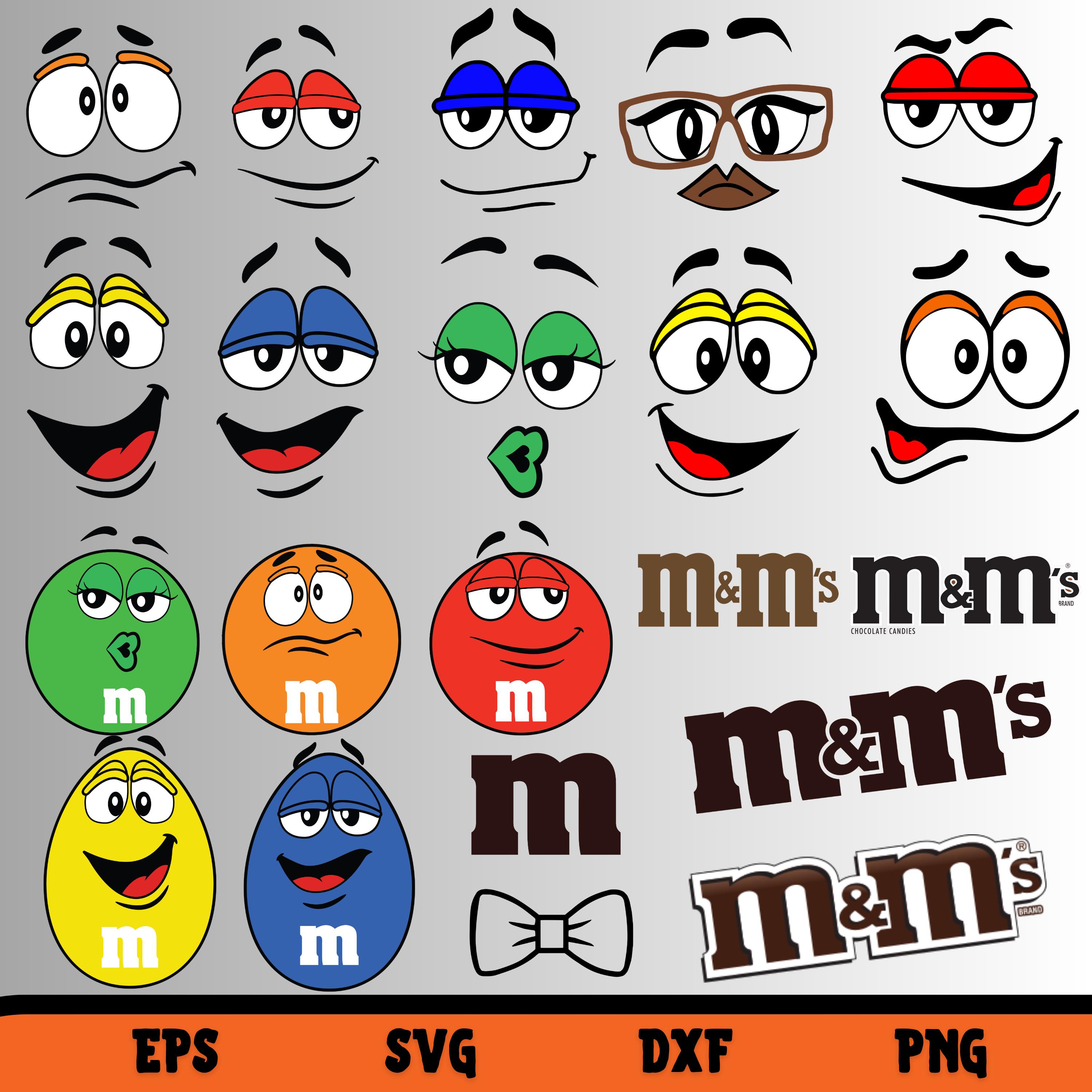 M and M Faces Svg, Face Svg, Candy Faces Vectors, Cartoon Emotion Faces ...