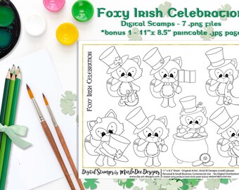 Foxy Irish Celebration - St. Patrick's Day Digital Stamps