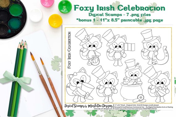 Foxy Irish Celebration - St. Patrick's Day Digital Stamps