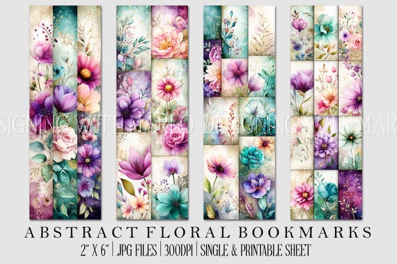 Floral Printable Bookmark, Pretty Bookmark, Feminine Bookmark, Printable, JPG Bookmark, Mother's Day, Grandparent's Day Bookmark, Librarian