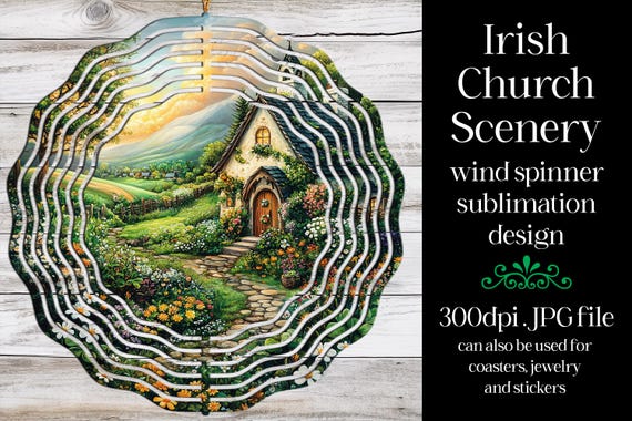 St Patrick's Day Wind Spinner | Irish Church Wind Spinner |Sublimation St Patrick's Day | Irish Wind Spinner | Sublimation Wind Spinner | w8