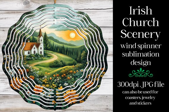 St Patrick's Day Wind Spinner | Irish Church Wind Spinner |Sublimation St Patrick's Day | Irish Wind Spinner | Sublimation Wind Spinner | w3
