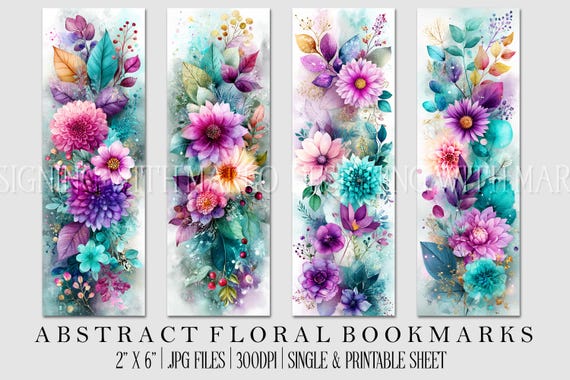 Floral Printable Bookmark, Pretty Bookmark, Feminine Bookmark, Printable, JPG Bookmark, Mother's Day, Grandparent's Day Bookmark, Librarian
