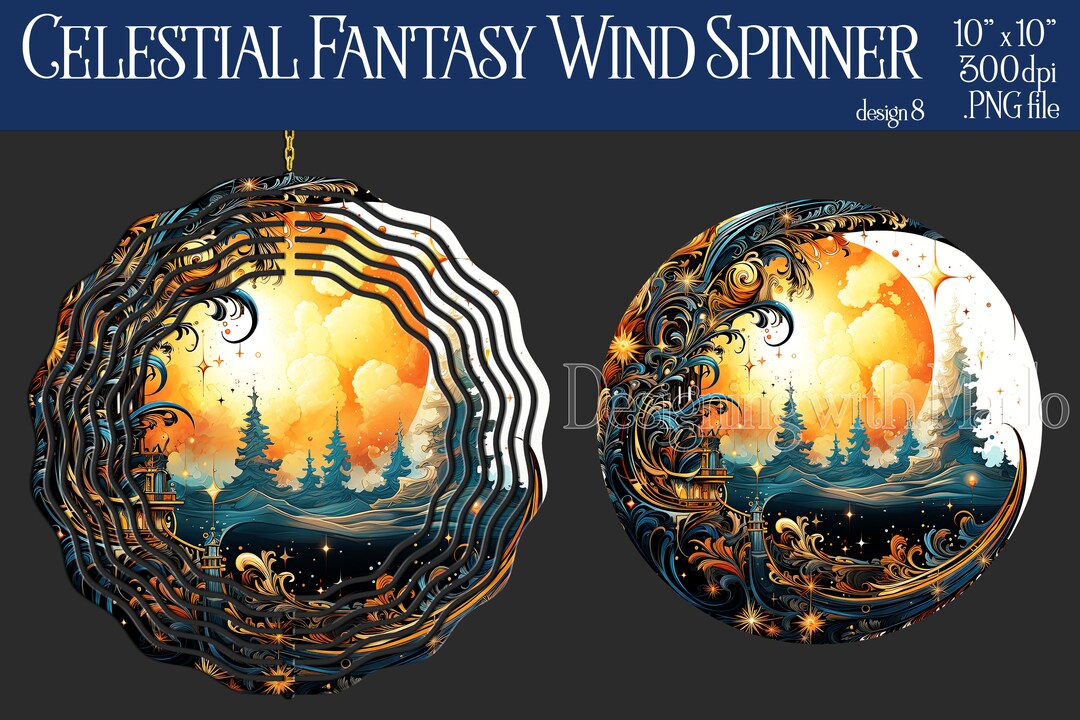 Fanatsy Wheel Spinner Celestial Fantasy Wind Spinner Sublimation | Moon Wind Spinner | Art ...