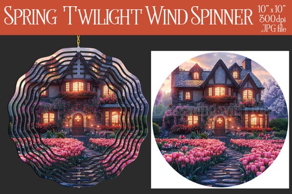 Spring Twilight Wind Spinner Sublimation | Spring Garden Wind Spinner | Spring Spinner | Sublimation Wind Spinner | Wind Spinner Design