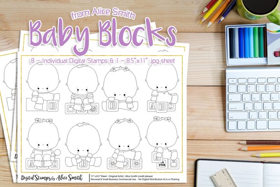 Baby Blocks - Digital Stamps by Alice Smith