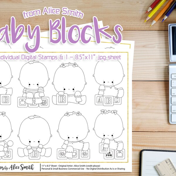 Baby Blocks - Digital Stamps by Alice Smith