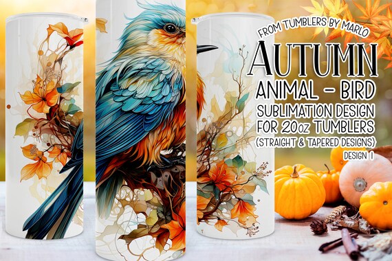 autumn tumbler | autumn animal tumbler | fantasy tumbler | autumn magical animal tumbler | tumbler cup | sublimation tumbler | bird tumbler