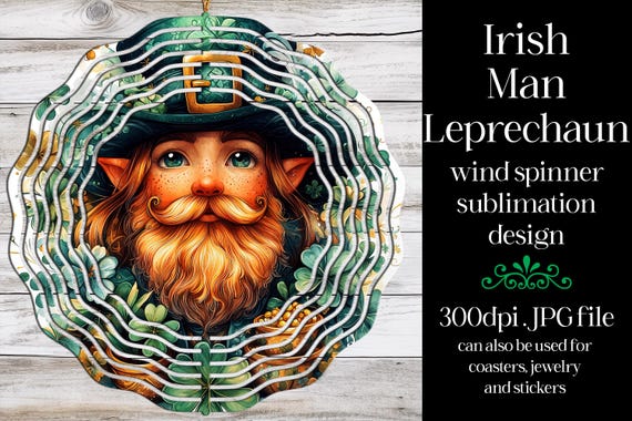 St Patrick's Day Wind Spinner | Irish Leprechaun Spinner |Sublimation St Patrick's Day | Irish Wind Spinner | Sublimation Wind Spinner | w9