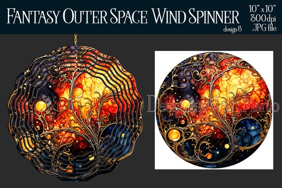 Fantasy Outer Space Wind Spinner Sublimation | Fantasy Space Wind Spinner | Fantasy Spinner | Sublimation Wind Spinner | Wind Spinner Design
