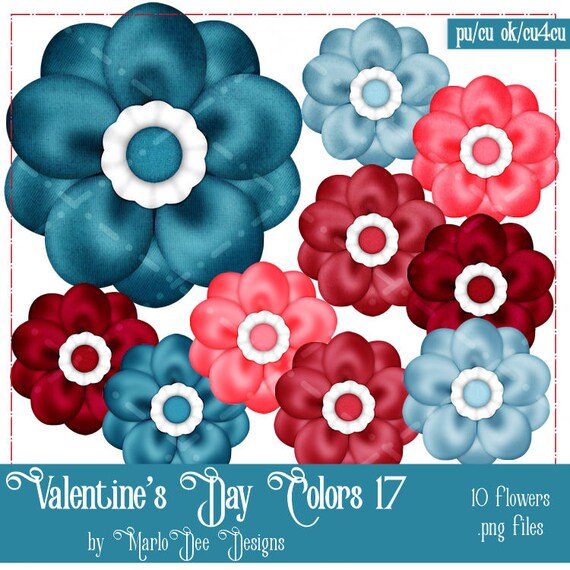 CU4CU Flower Graphics | Valentine's Day Colors 17 set 1