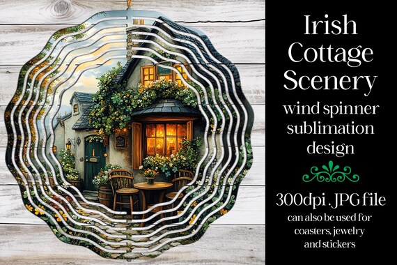 St Patrick's Day Wind Spinner | Irish Cottage Spinner |Sublimation St Patrick's Day | Irish Wind Spinner | Sublimation Wind Spinner | w8
