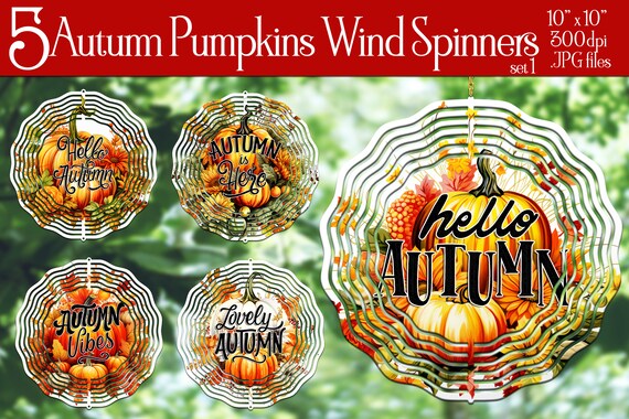 Hello Autumn Wind Spinner Sublimation | Pumpkin Wind Spinner | Hello Autumn Spinner | Sublimation Wind Spinner | Wind Spinner Designs