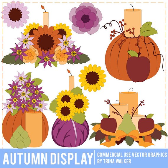 Autumn Floral Arrangements - Vector Clipart Graphics
