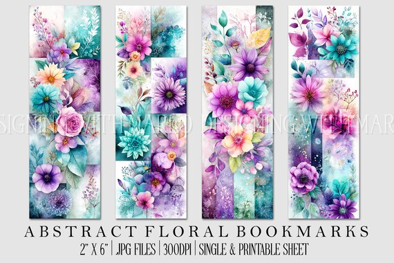 Floral Printable Bookmark, Pretty Bookmark, Feminine Bookmark, Printable, JPG Bookmark, Mother's Day, Grandparent's Day Bookmark, Librarian