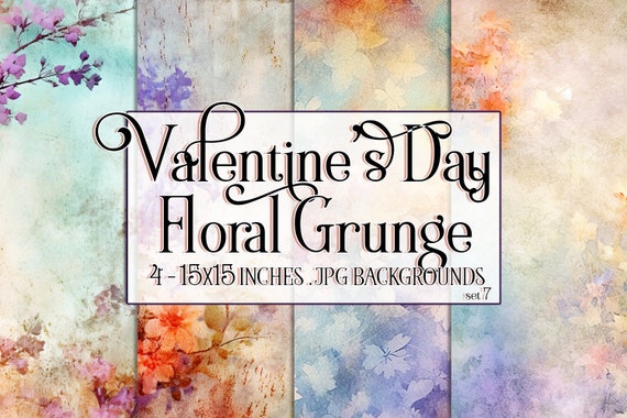 Valentine's Day, Romantic Valentine, Grunge Valentine, Valentine Background, Flowers, Valentine Paper, 15x15 Floral Scrapbook Background