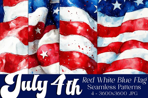 July 4th Seamless Patterns, July 4th Patterns, Red White Blue Flag Pattern, July 4th Flag, 4th of July, American Flag Pattern, Seamless Flag
