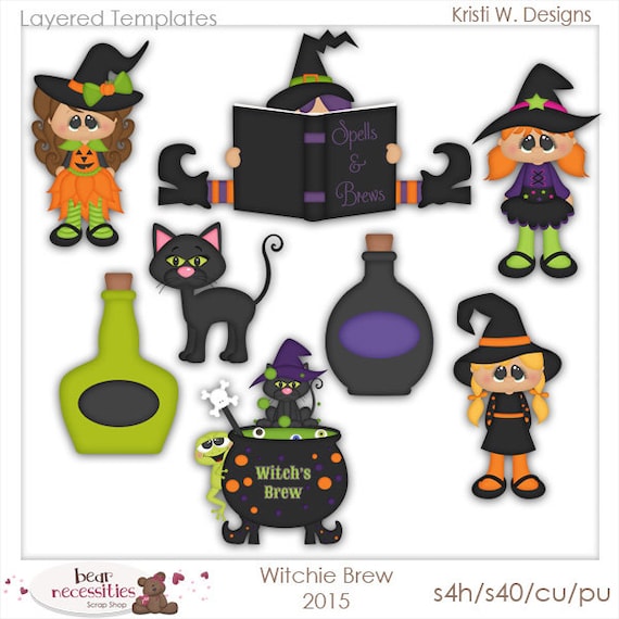 Witchies Brew Templates, Halloween Templates, Kristi W Designs, Witch Templates, Magic Templates, Cauldron, Potion