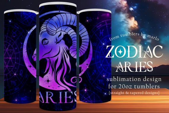 Zodiac Tumbler Wrap | Aries Tumbler Design | Astrology Tumbler | Sublimation Tumbler Wrap | 20oz Tumbler Design | Star Sign Tumbler Wrap