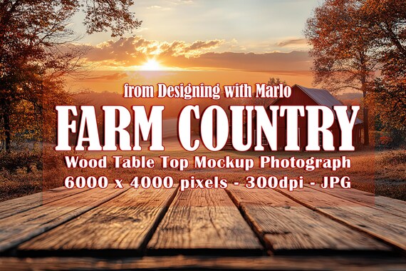 Farm Mockup, Country Mockup, Countryside Mockup. Front View Mockup, Wood Table Top Mockup Photograph, Red Barn, Farm Animals, Rustic, p5
