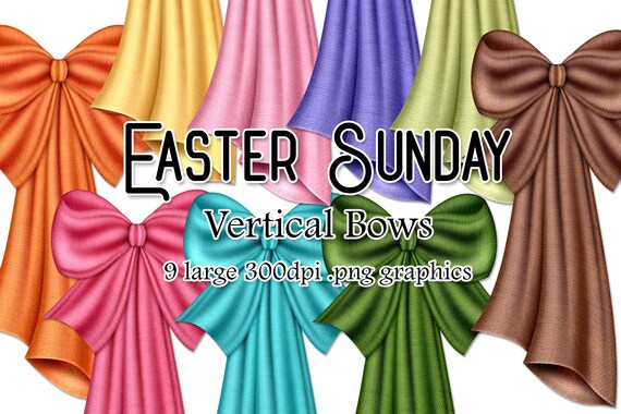 Vertical Drop Bow Graphics | Easter Sunday Color Palette | Easter Bow | Easter Graphics | Spring Bow | Easter Clipart | Pretty Bow