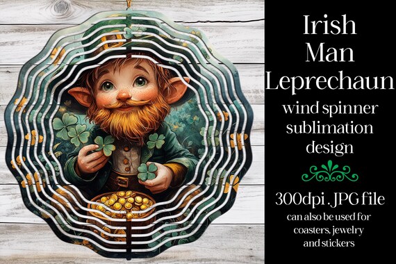 St Patrick's Day Wind Spinner | Irish Leprechaun Spinner |Sublimation St Patrick's Day | Irish Wind Spinner | Sublimation Wind Spinner | w13