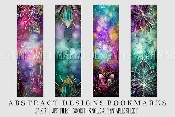 Abstract Style 2x7 Bookmark, Printable Bookmark, Feminine Bookmark, Printable, JPG Bookmark, Gift for Avid Reader, Book Lover, Librarian