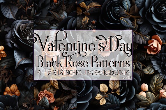 Valentine's Day, Romantic Valentine, Valentine Roses, Valentine Patterns, Flowers, Seamless Patterns, Black Roses, Seamless Rose Pattern