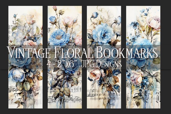Vintage Floral Printable Bookmark, Floral Bookmark, Flower Bookmark, Printable Bookmark, JPG Bookmark, Sublimation, Print Your Own Bookmark