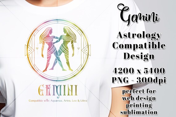 Gemini Compatibility PNG | Zodiac PNG | Sublimation Zodiac PNG | Astrology T-Shirt Design | Gemini Digital Download | Horoscope Gemini