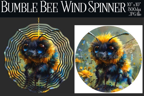 Bumble Bee Wind Spinner Sublimation | Bumble Bee Wind Spinner | Bumble Bee Spinner | Sublimation Wind Spinner | Wind Spinner Design | Nature
