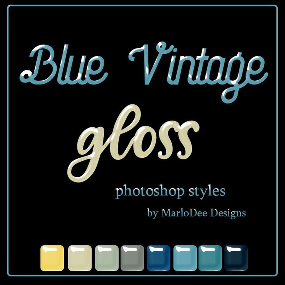 CU4CU Photoshop Styles | Blue Vintage Colors Gloss | Digital Designer Tool