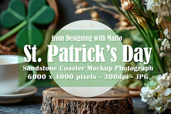 Sandstone Coaster Mockup, St Patrick's Day Mockup, Irish Mockup. St Patrick's Day Coaster, Irish Stock Photo, Coaster Photograph, p15