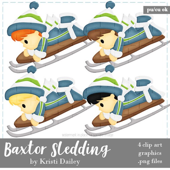 Sledding Boy Baxter Clip Art