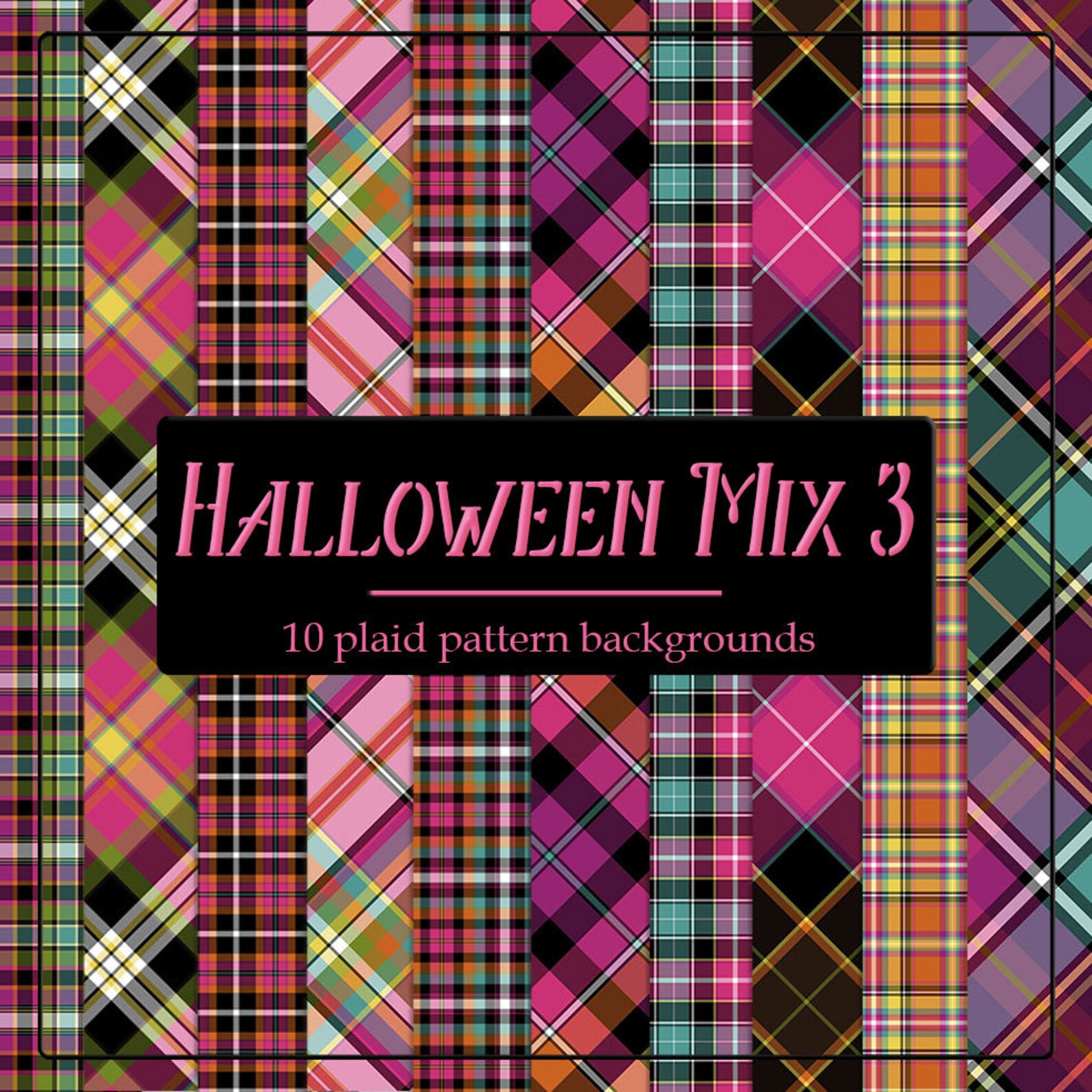 Halloween Plaid Backgrounds Three | Etsy