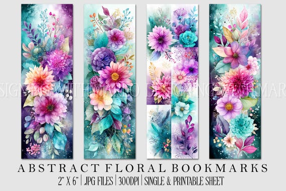 Floral Printable Bookmark, Pretty Bookmark, Feminine Bookmark, Printable, JPG Bookmark, Mother's Day, Grandparent's Day Bookmark, Librarian