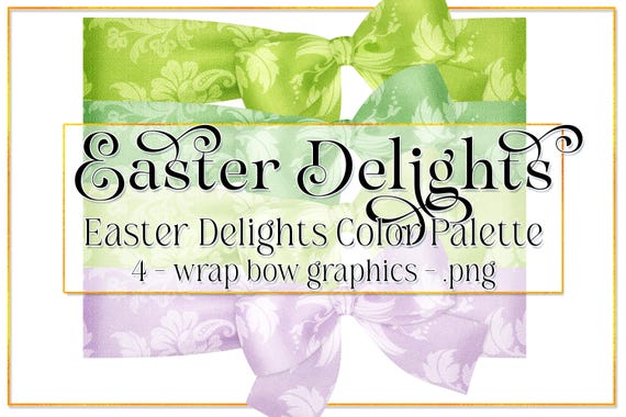 Easter Graphics | Photo Wrap Bows | Easter Delights Color Palette | Floral Easter Bow | Easter Holiday | Spring Bow | Easter Clipart