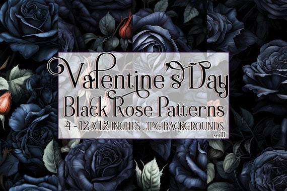 Valentine's Day, Romantic Valentine, Valentine Roses, Valentine Patterns, Flowers, Seamless Patterns, Black Roses, Seamless Rose Pattern