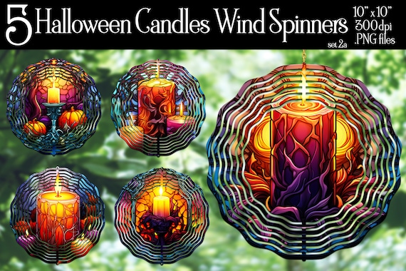 Halloween Candle Wind Spinner Sublimation | Candle Wind Spinner | Halloween Wind Spinner | Sublimation Wind Spinner | Stained Glass Spinner