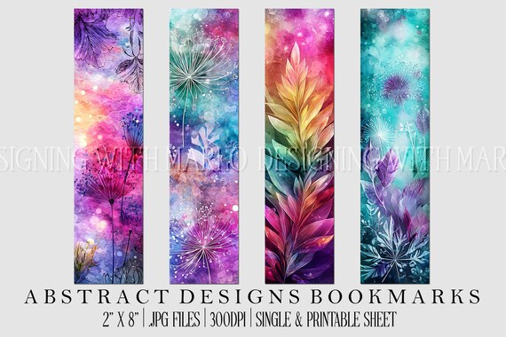 Abstract Style 2x8 Bookmark, Printable Bookmark, Feminine Bookmark, Printable, JPG Bookmark, Gift for Avid Reader, Book Lover, Librarian