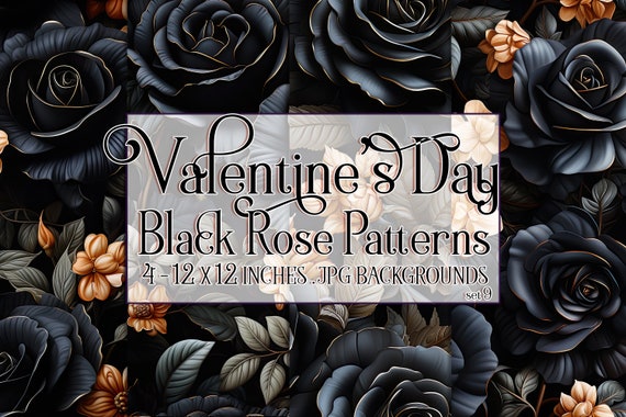 Valentine's Day, Romantic Valentine, Valentine Roses, Valentine Patterns, Flowers, Seamless Patterns, Black Roses, Seamless Rose Pattern