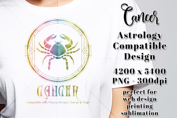 Cancer Compatibility PNG | Zodiac PNG | Sublimation Zodiac PNG | Astrology T-Shirt Design | Cancer Digital Download | Horoscope Cancer