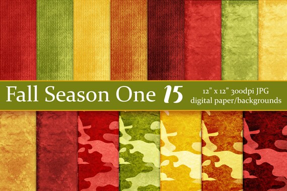 Fall Season One Cardstock Texture and Camoflague Pattern Digital Scrapbook Paper Backgrounds