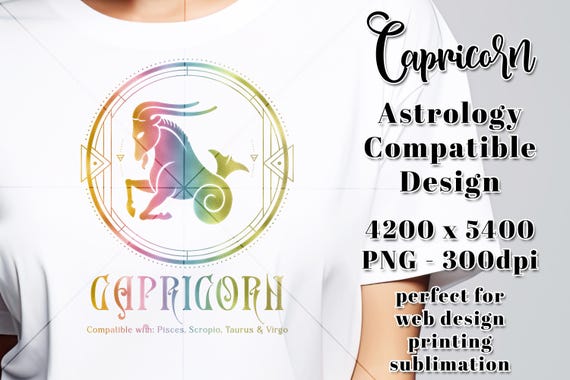 Capricorn Compatibility PNG | Zodiac PNG | Sublimation Zodiac PNG | Astrology T-Shirt Design | Capricorn Digital Download | Horoscope