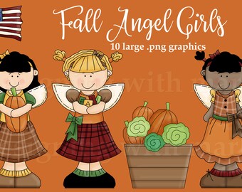 Fall Angel Girls Clip Art Graphics by Alice Smith