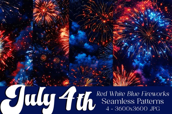 July 4th Seamless Patterns, July 4th Patterns, Fireworks Patterns, July 4th Fireworks, 4th of July Fireworks, Fireworks Seamless Patterns n3
