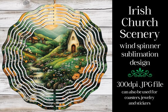St Patrick's Day Wind Spinner | Irish Church Wind Spinner |Sublimation St Patrick's Day | Irish Wind Spinner | Sublimation Wind Spinner | w2